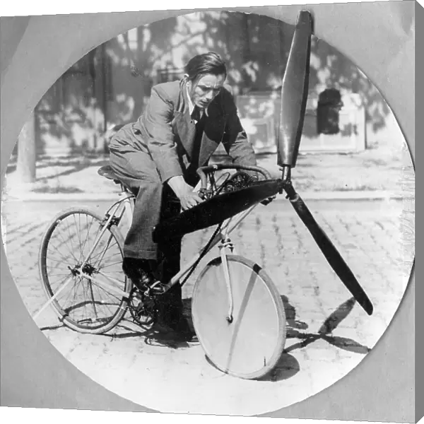 Man on bicycle aircraft invention