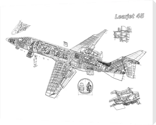 Learjet 45 Cutaway Drawing
