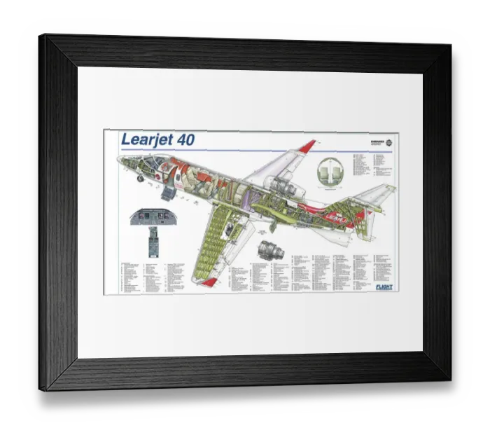 Framed Print : Learjet 40 Cutaway Poster Framed Print : Learjet 40 Cutaway Poster