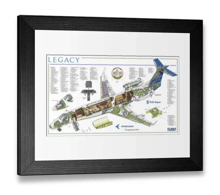 Framed Print : Embraer Legacy Cutaway Poster Framed Print : Embraer Legacy Cutaway Poster
