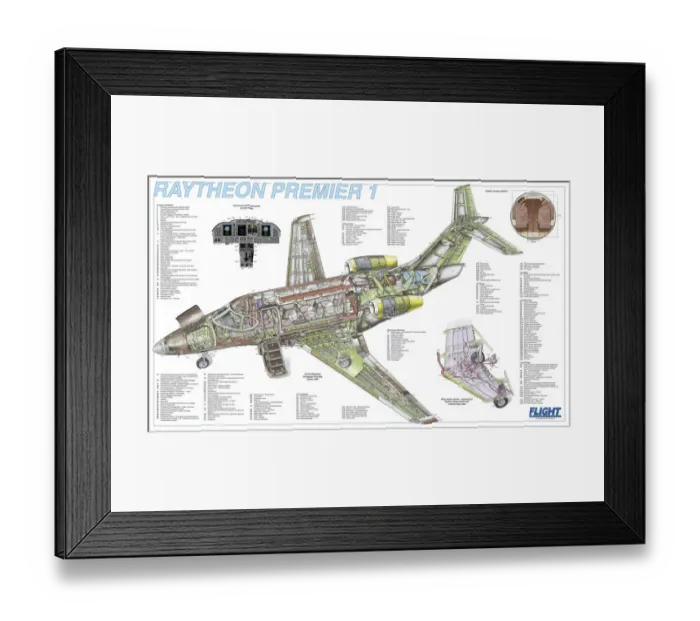 Framed Print : Raytheon Premier 1 Cutaway Poster Framed Print : Raytheon Premier 1 Cutaway Poster