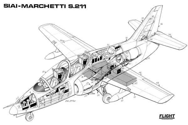 Siai-Marchetti S211 Cutaway Drawing