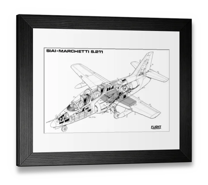 Framed Print : Siai-Marchetti S211 Cutaway Drawing Framed Print : Siai-Marchetti S211 Cutaway Drawing
