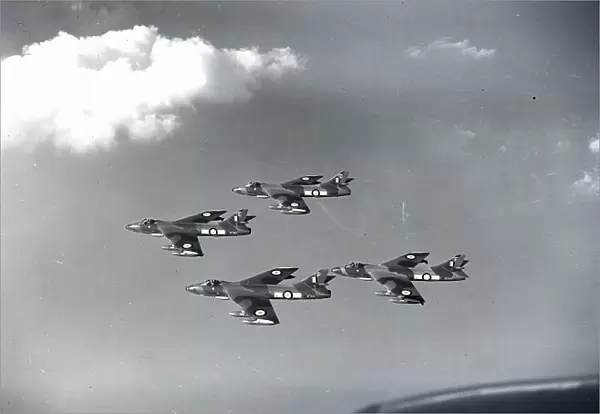 awker Hunter Aircraft in flight, 1958
