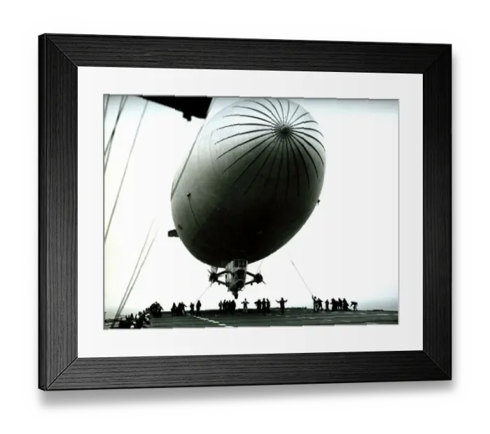 : US Navy anti submarine Blimp airship being launched from an Aircraft Carrier : US Navy anti submarine Blimp airship being launched from an Aircraft Carrier