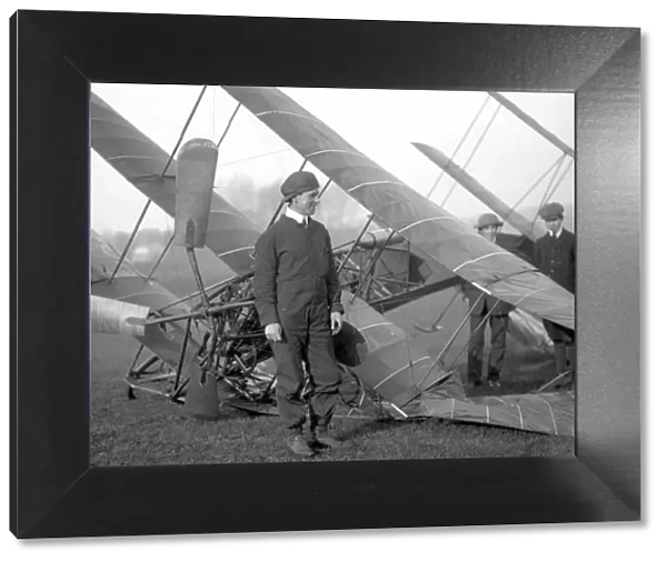 A. V. Roe beside crashed Avro No. 1 Triplane
