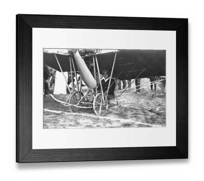 Framed Print : Audemars sitting under his high-wing, wire-braced Demoiselle monoplane Framed Print : Audemars sitting under his high-wing, wire-braced Demoiselle monoplane