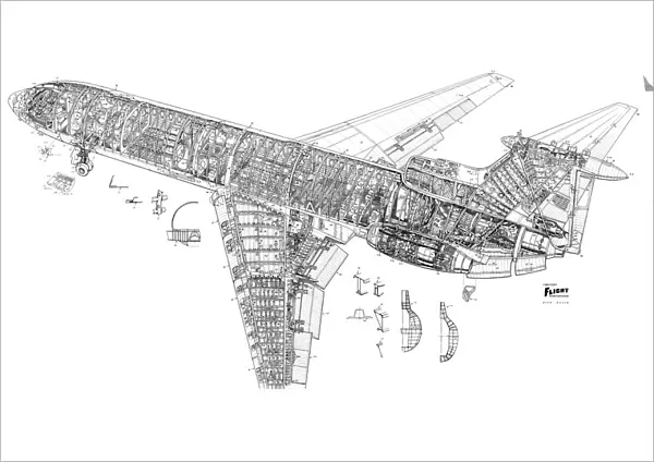 Hawker Siddeley Trident Cutaway Drawing