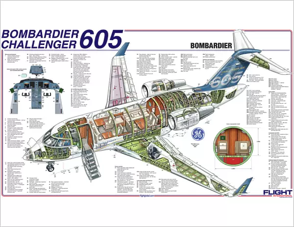 Bombardier Challenger 605 Cutaway Poster