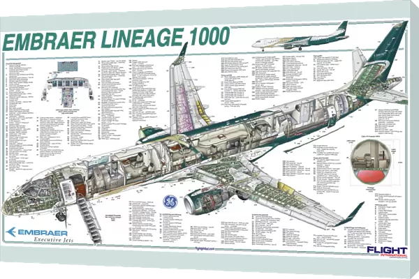 Embraer Lineage 1000 cutaway poster
