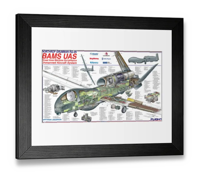 Framed Print : Northop Gumman BAMS UAS Cutaway Poster Framed Print : Northop Gumman BAMS UAS Cutaway Poster