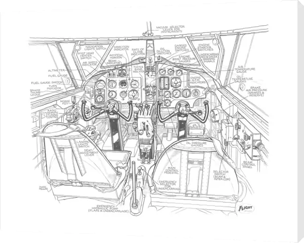 Airspeed Oxford Cockpit Detail Cutaway Drawing