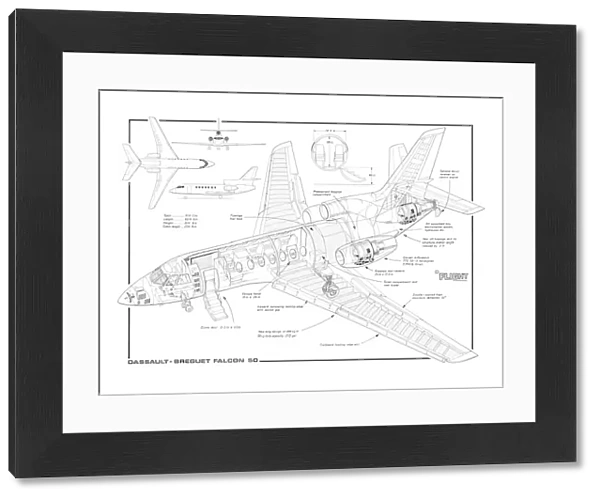 Dassault Falcon 50 MC Cutaway Drawing