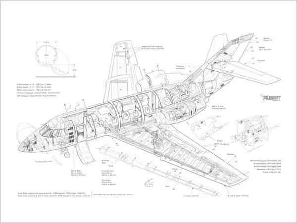 Dassault Fan Jet Falcon Cutaway Drawing