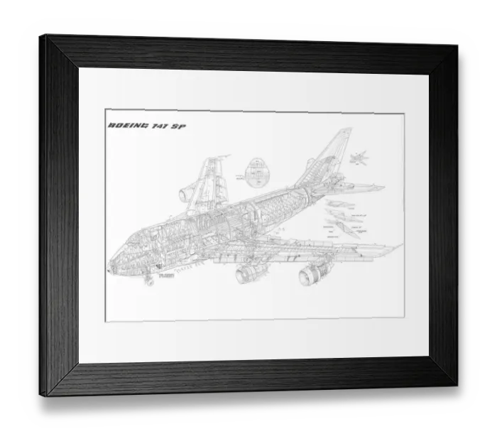 Framed Print : Boeing 747 SP Cutaway Drawing Framed Print : Boeing 747 SP Cutaway Drawing