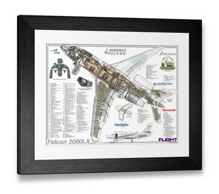 Framed Print : Dassault Falcon 2000LX Cutaway Poster Framed Print : Dassault Falcon 2000LX Cutaway Poster