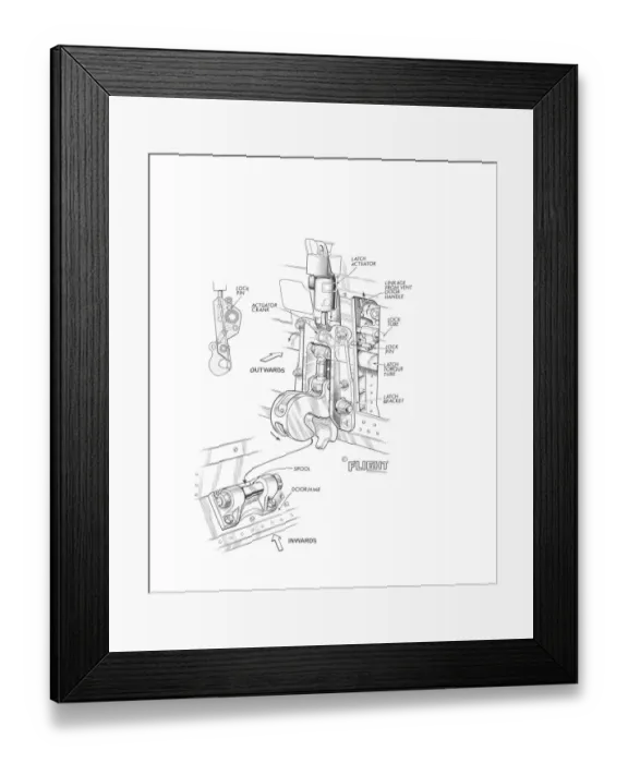 Framed Print : McDonnell Douglas DC-10 Cargo Door Lock Detail Cutaway Drawing Framed Print : McDonnell Douglas DC-10 Cargo Door Lock Detail Cutaway Drawing