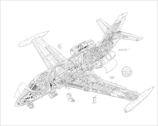 Dassault Falcon 10 Cutaway Drawing