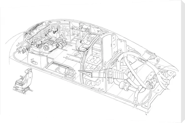 Armstrong Whitworth 650 argosy - cockpit & ecs deta Cutaway Drawing