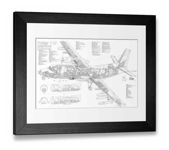 Framed Print : Fokker F. 27 Maritime Enforcer Cutaway Drawing