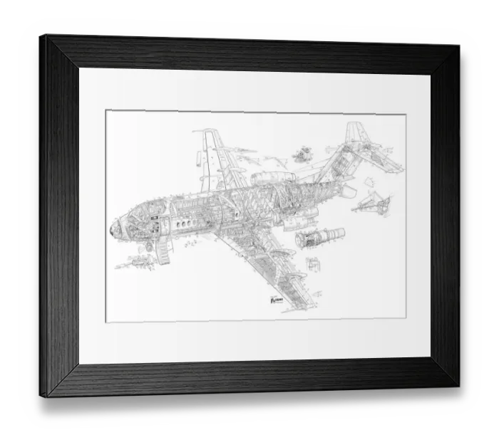 Framed Print : Fokker F. 28 Fellowship Cutaway Drawing Framed Print : Fokker F. 28 Fellowship Cutaway Drawing