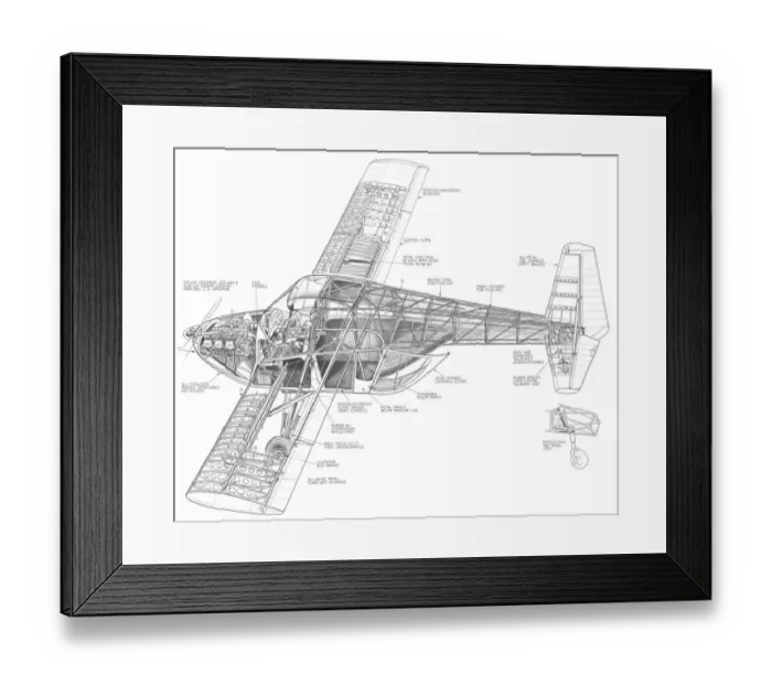 Framed Print : Percival EP9 Cutaway Drawing