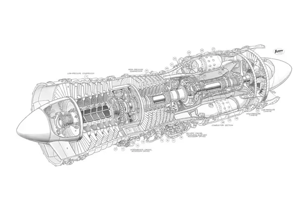 Bristol Olympus Turbine Cutaway Drawing