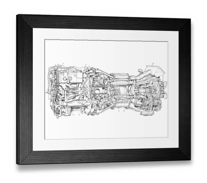 Framed Print : Blackburn Turbomeca Turmo 600 Cutaway Drawing Framed Print : Blackburn Turbomeca Turmo 600 Cutaway Drawing