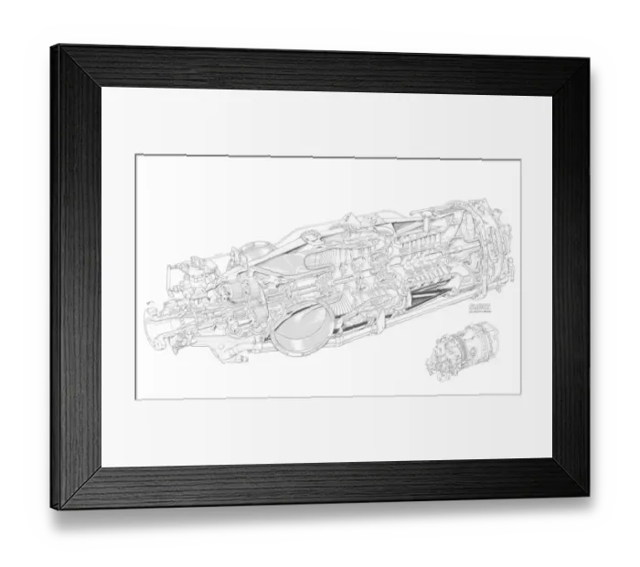 Framed Print : Pratt & Whitney Canada PT6A-67 Cutaway Drawing Framed Print : Pratt & Whitney Canada PT6A-67 Cutaway Drawing