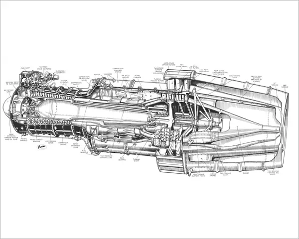 Metro-vick F3 with thrust augmentation detail Cutaway Drawing