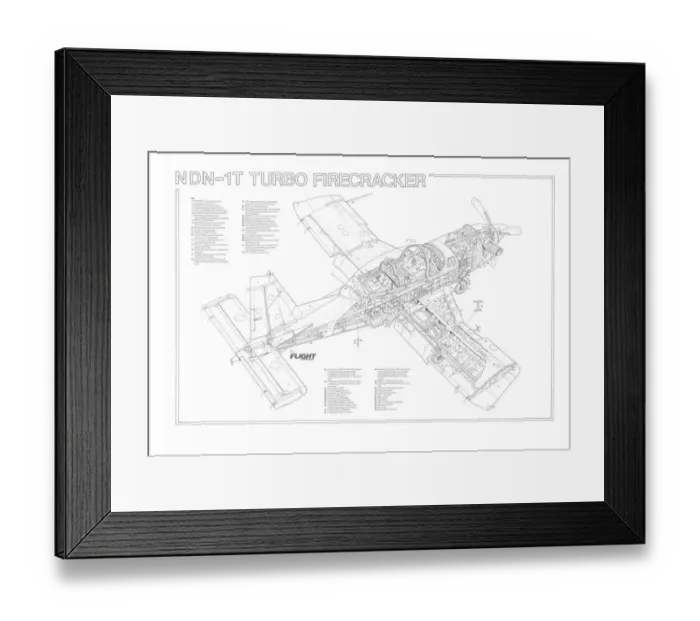 Framed Print : NDN Turbo firecracker ND5 Cutaway Drawing
