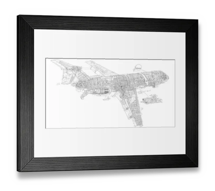 Framed Print : BAC One eleven Cutaway Drawing Framed Print : BAC One eleven Cutaway Drawing