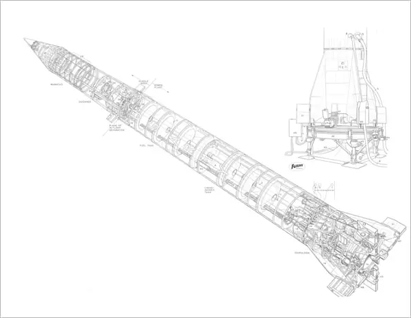 Army Ballistic Missile Agency Redstone and Launcher Cutaway Drawing
