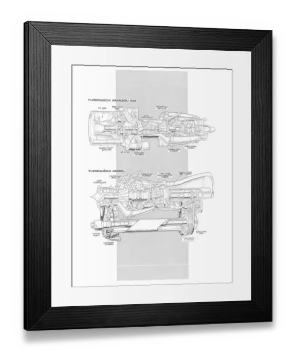 Framed Print : Turbomeca Astazou 111N Cutaway Drawing Framed Print : Turbomeca Astazou 111N Cutaway Drawing