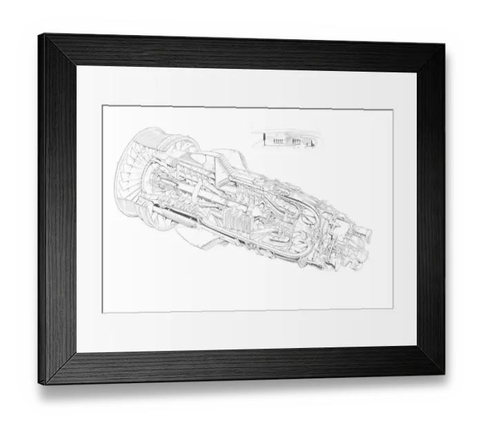 Framed Print : Garrett Airsearch ATF 3 Cutaway Drawing