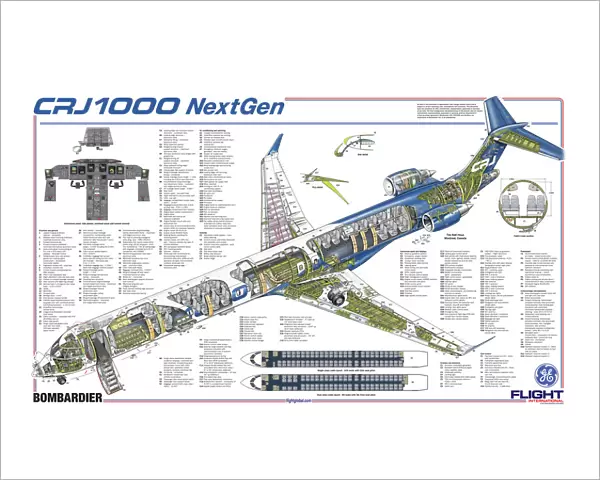 Bombardier CRJ1000 NextGen cutaway poster