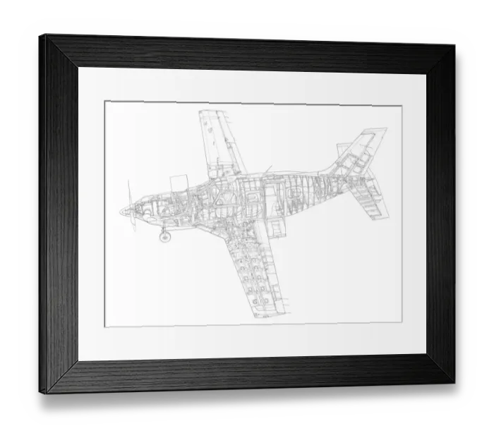 Framed Print : Piper Malibu Meridian Cutaway Drawing Framed Print : Piper Malibu Meridian Cutaway Drawing