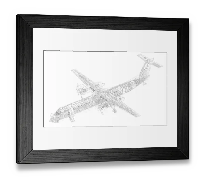 Framed Print : De Havilland Canada Dash 8-400 Cutaway Drawing