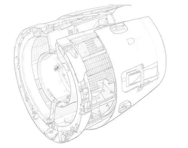 Rolls-Royce RB 211-535 reverse thrust Cutaway Drawing