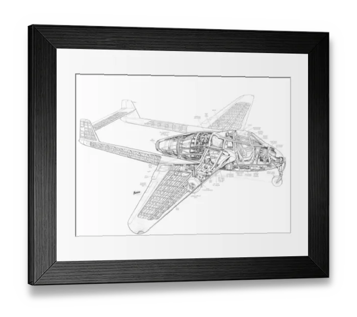 Framed Print : De Havilland Vampire FI Cutaway Drawing Framed Print : De Havilland Vampire FI Cutaway Drawing