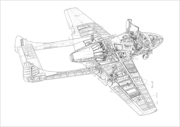 De Havilland Vampire Trainer Cutaway Drawing