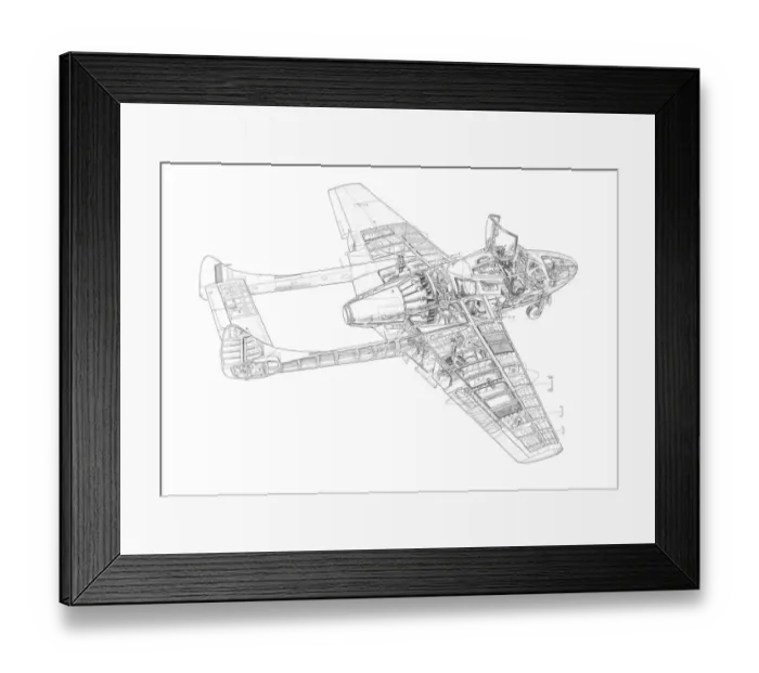 Framed Print : De Havilland Vampire Trainer Cutaway Drawing Framed Print : De Havilland Vampire Trainer Cutaway Drawing