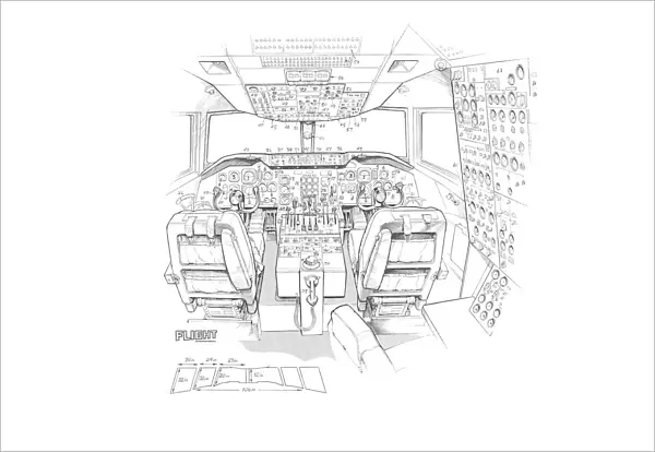McDonnell Douglas DC-10 cockpit detail Cutaway Drawing