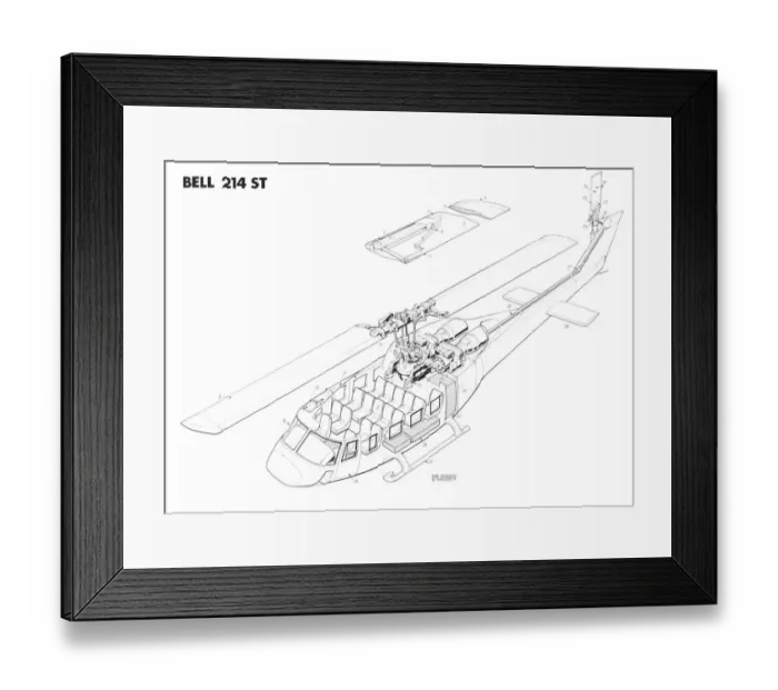 Framed Print : Bell 214 st Cutaway Drawing Framed Print : Bell 214 st Cutaway Drawing