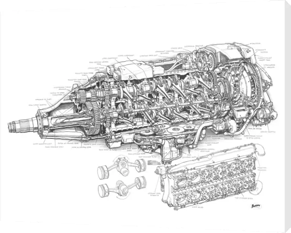 Rolls-Royce Eagle Cutaway Drawing