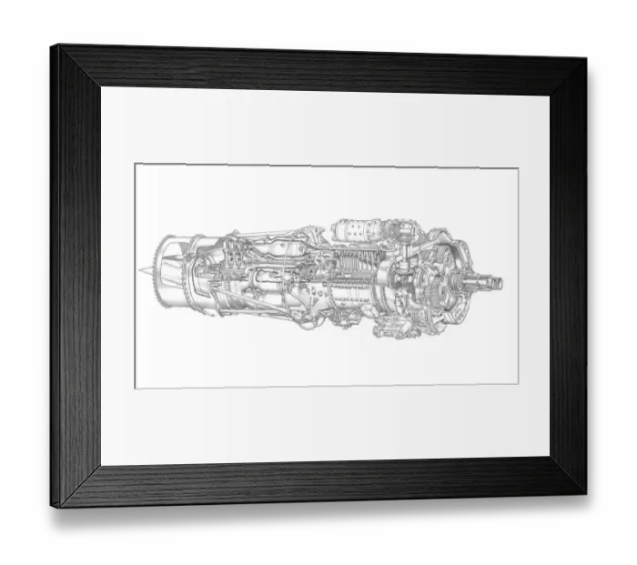 Framed Print : Napier Eland Cutaway Drawing Framed Print : Napier Eland Cutaway Drawing