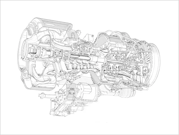 Rolls-Royce - Turbomeca RTM 322 Cutaway Drawing
