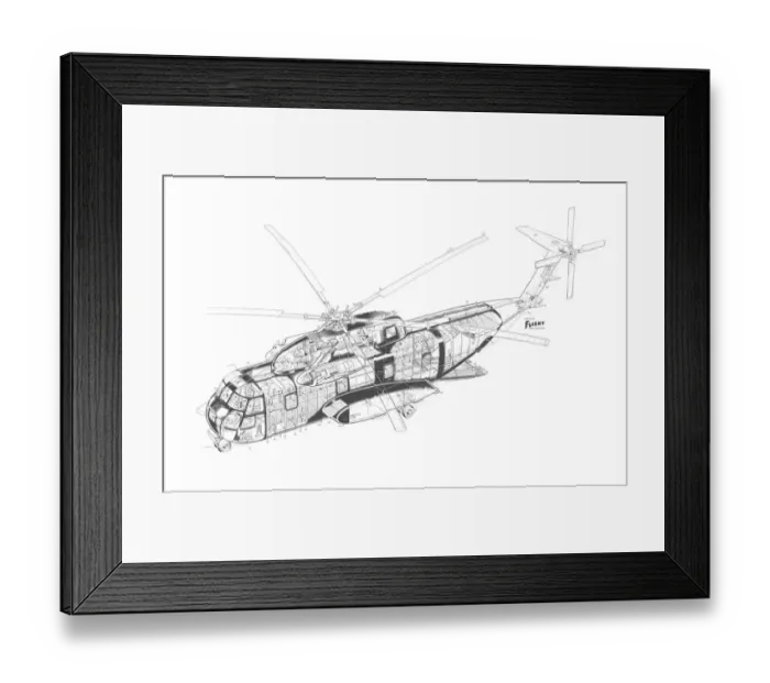 Framed Print : Sikorsky CH-3A Cutaway Drawing