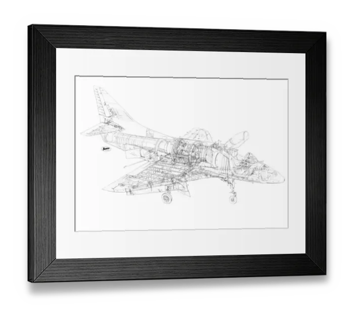 Framed Print : Douglas Skyhawk A4D Cutaway Drawing
