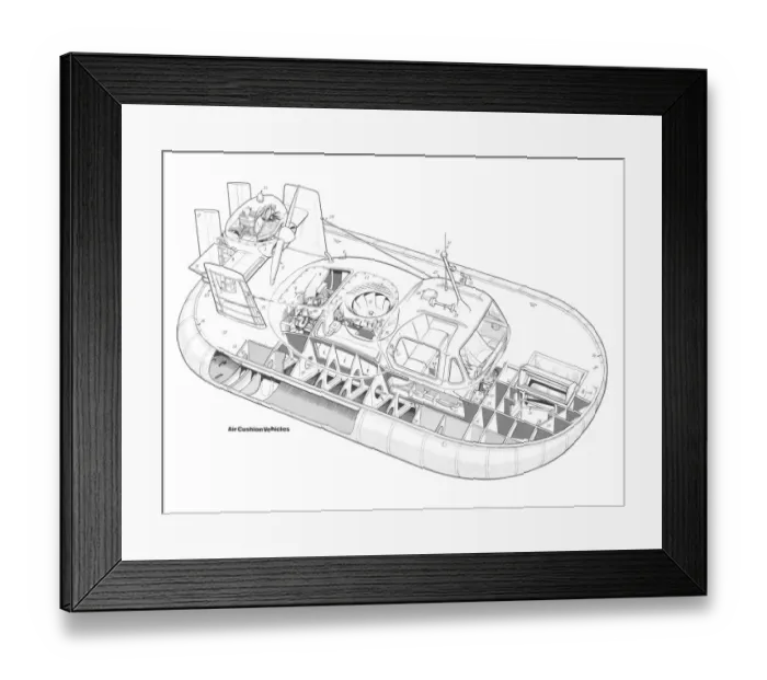 Framed Print : Hovermarine Hovercat MK2 Cutaway Drawing Framed Print : Hovermarine Hovercat MK2 Cutaway Drawing